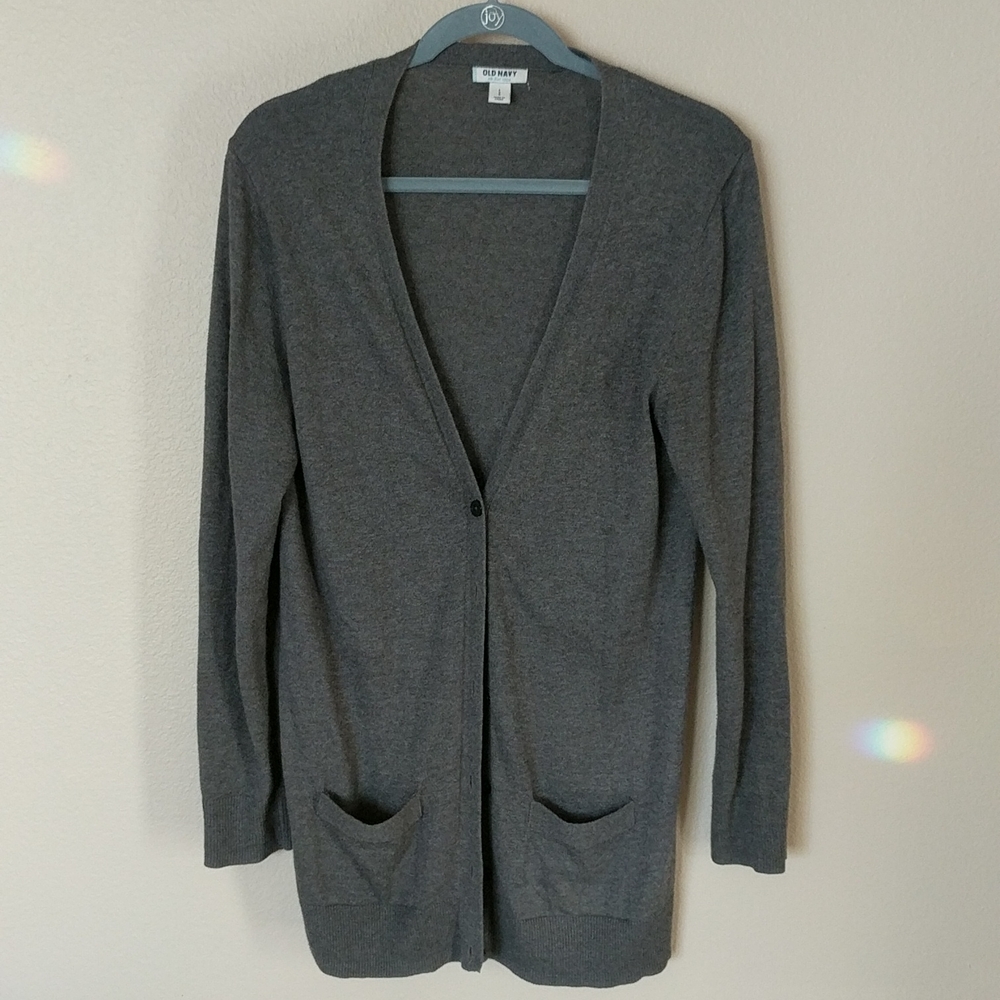 Large dark grey old navy button up cardigan